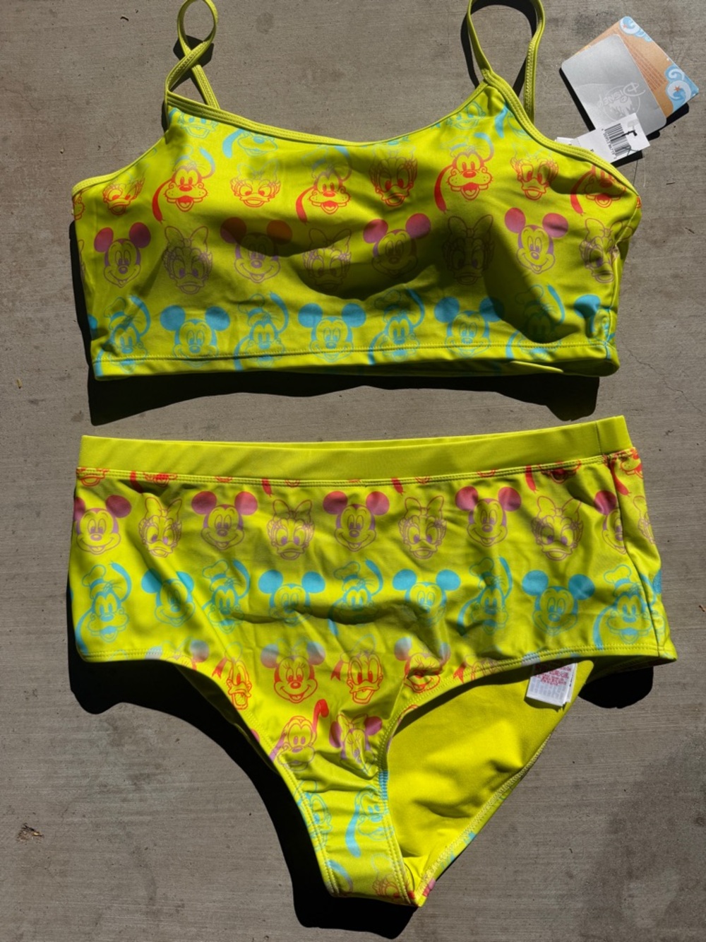 Disney Yellow Mickey & Friends Girls' Two-Piece Swim Set xl new nwt